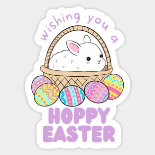 Wishing you a happy easter cute easter bunny in a basket Sticker